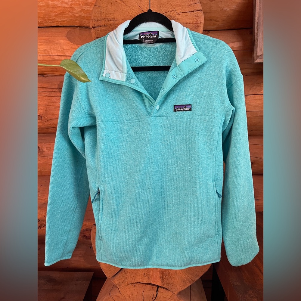 PATAGONIA teal pull over fleece worn wear- Small